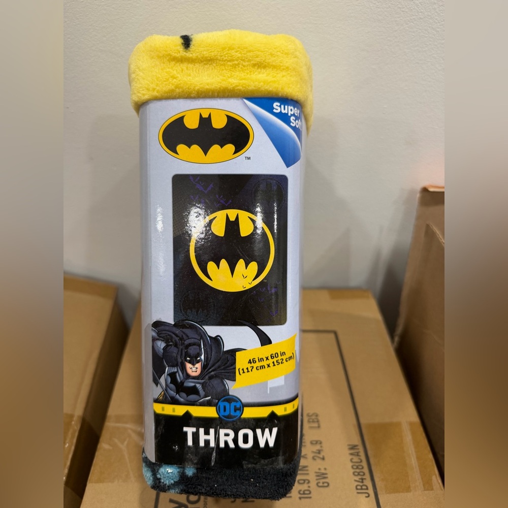 DC Comics Yellow and Black Batman Throw Blanket
